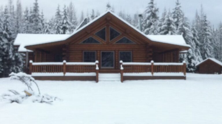 Log cabin with wraparound porch