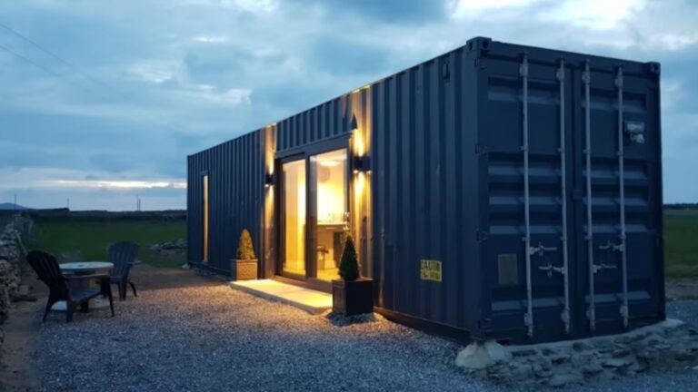 exterior of a shipping container home