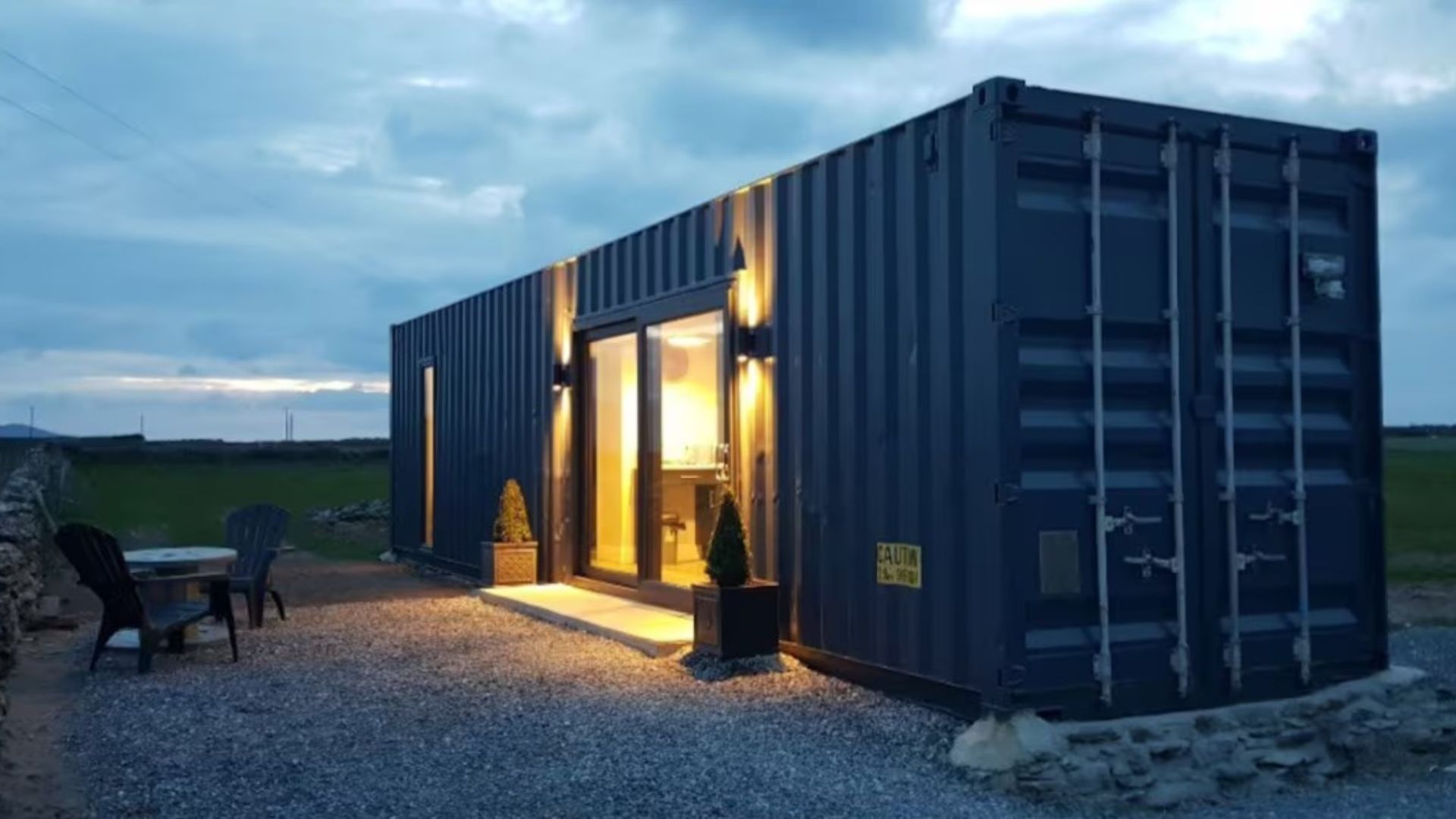 exterior of a shipping container home