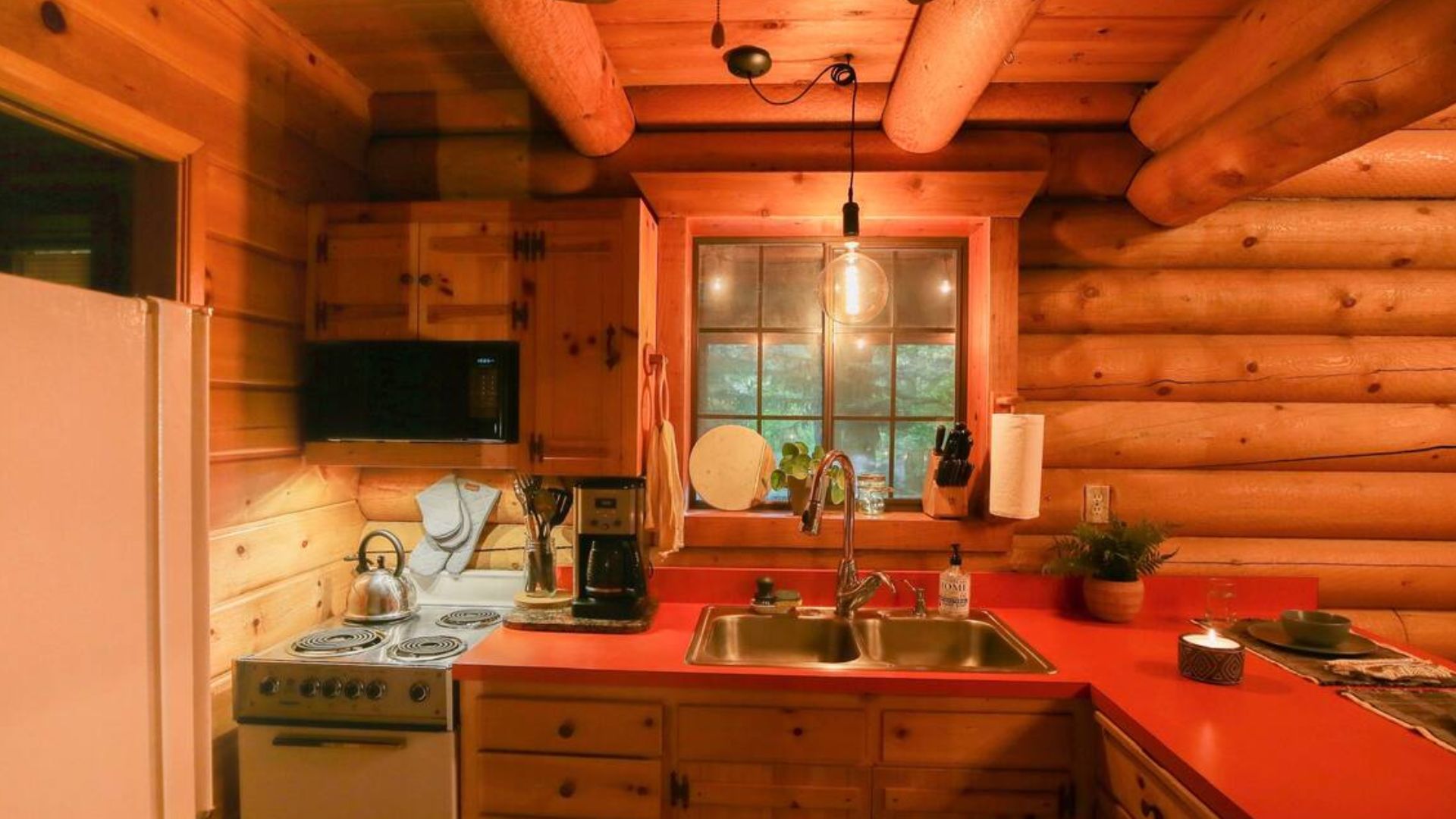 classic log cabin kitchen