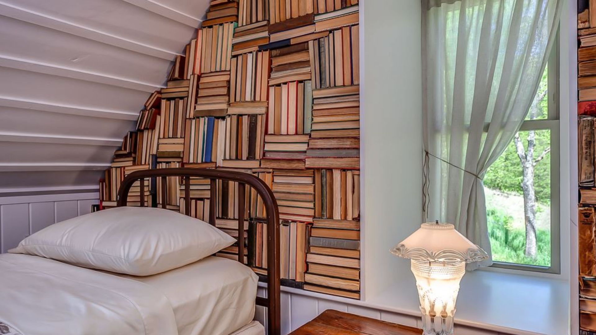 cozy bedroom with books