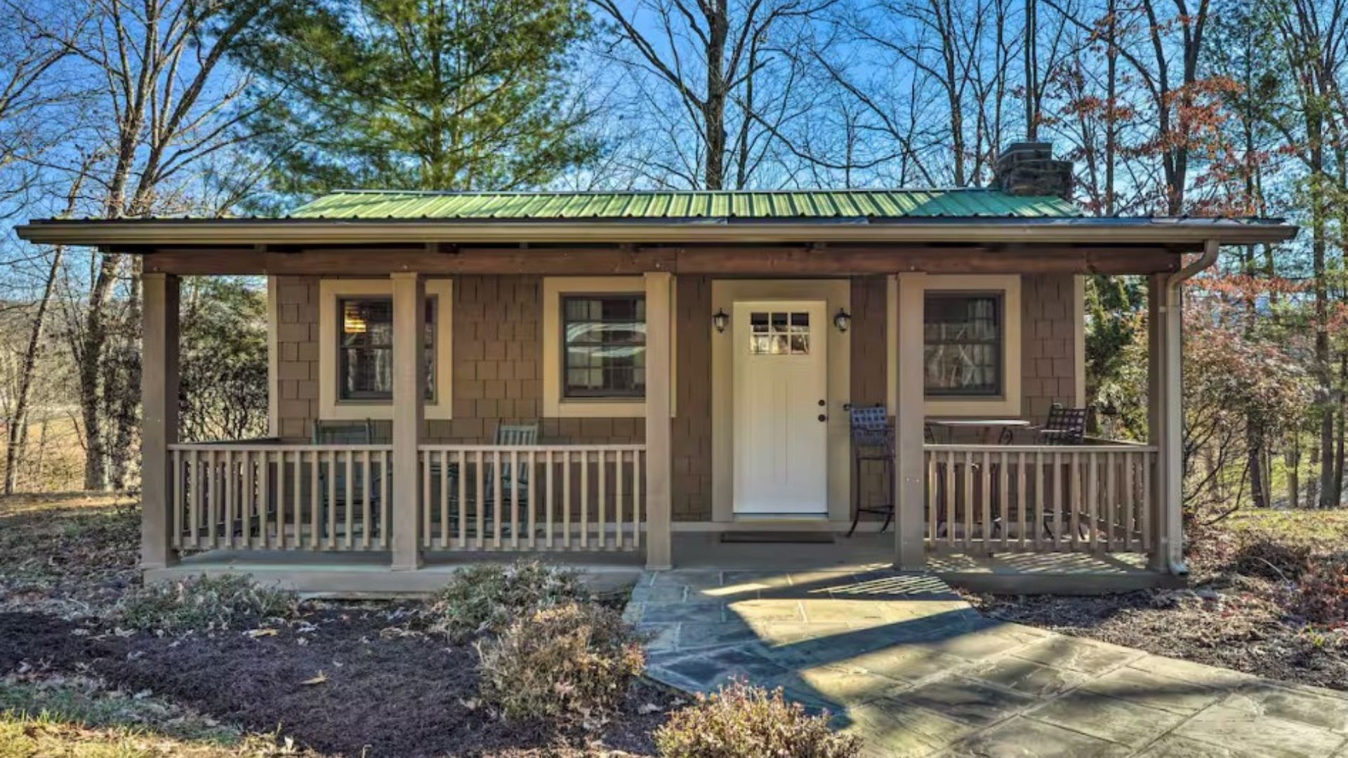 exterior of a studio cabin in the woods