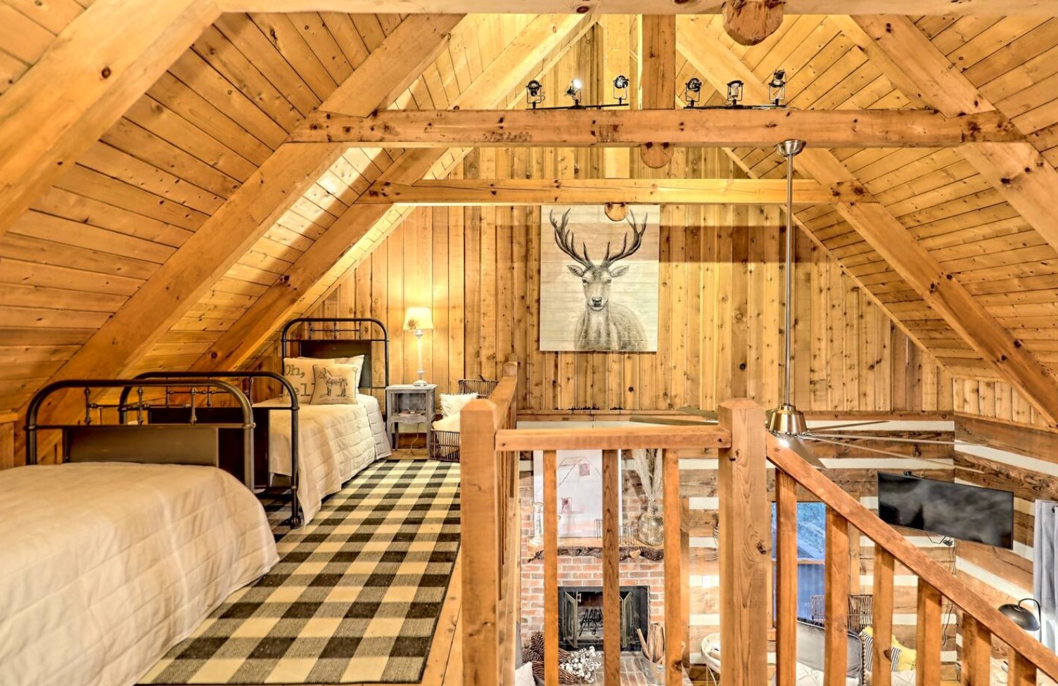 Loft bedroom with two twin beds