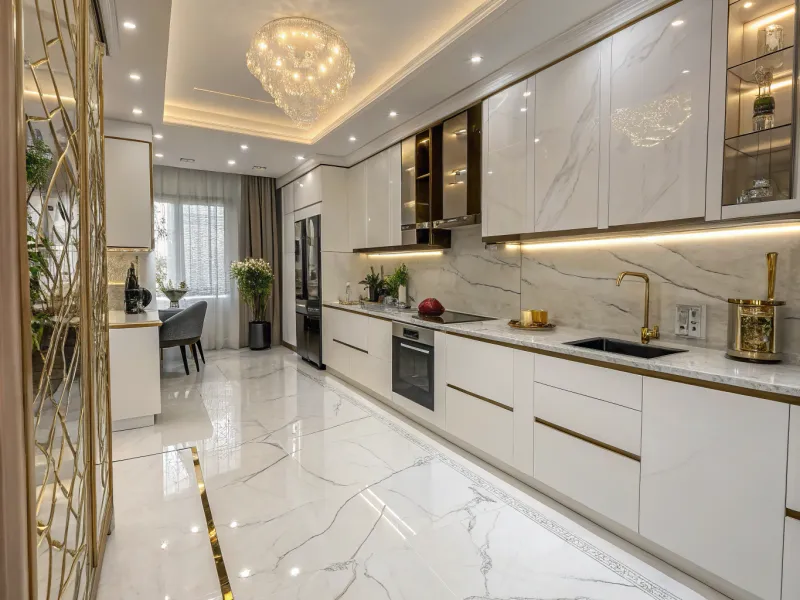 Marble Effect White kitchen