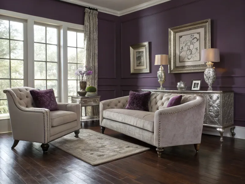 Plum and Silver living room