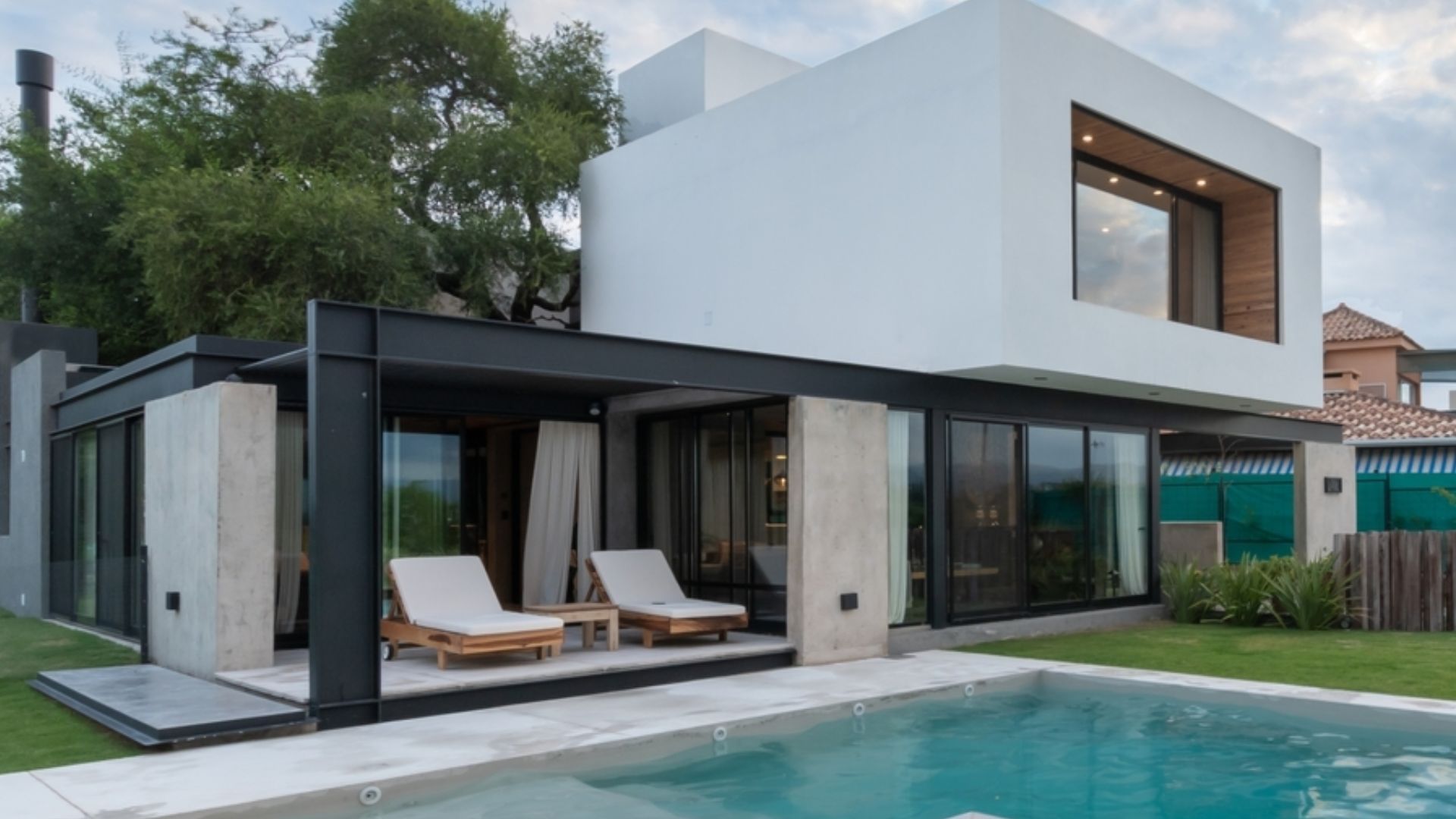 exterior of a white and gray modern house