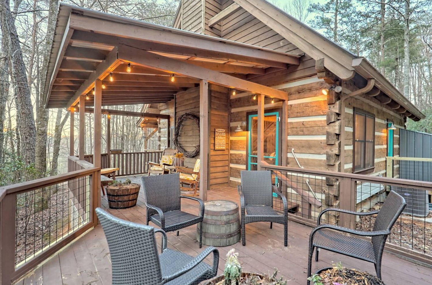 Side porch with lounge area