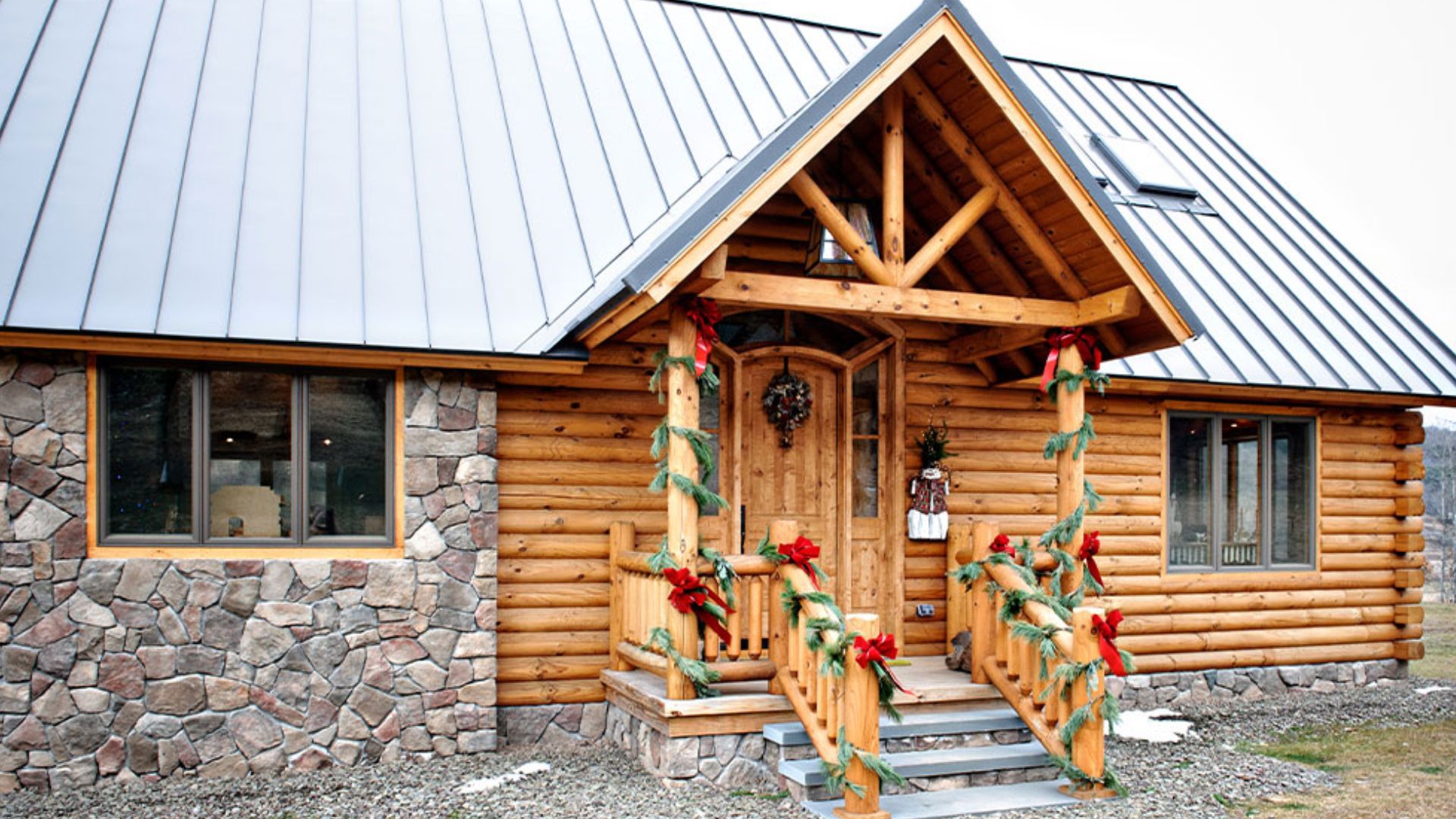 exterior of a log cabin