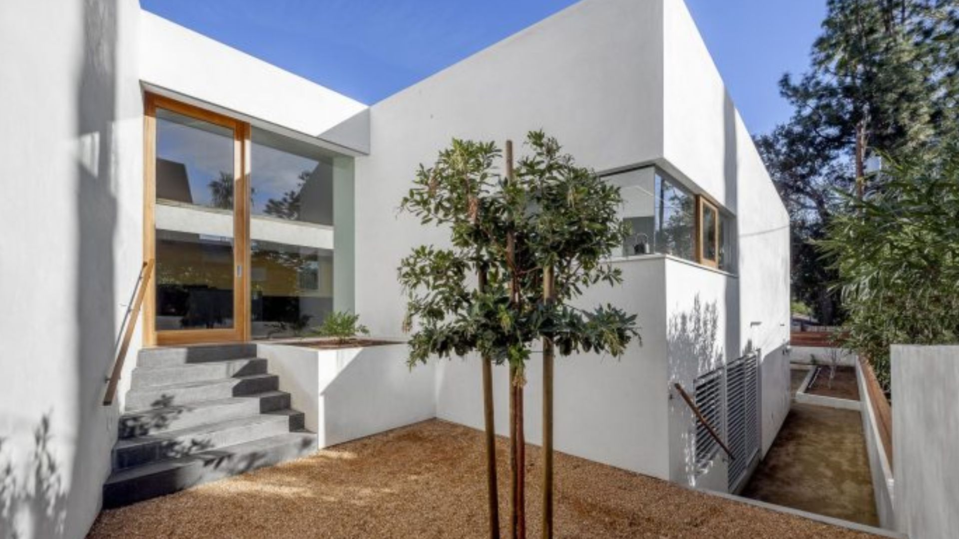 exterior of a white modern house