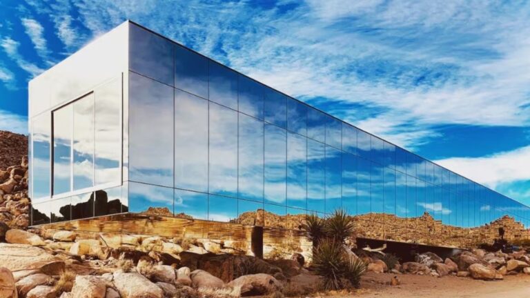 exterior of the invisible home in joshua tree