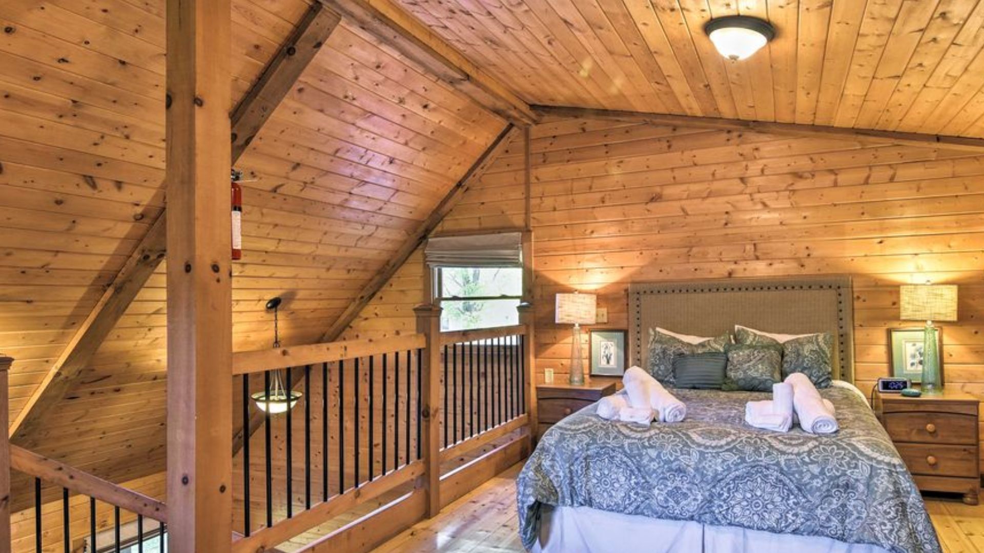 gallery in the cabin with a comfy queen bed