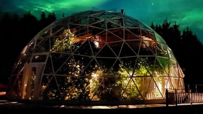 dome under aurora borealis