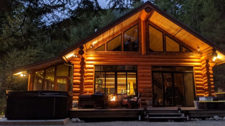 exterior of a cabin in the woods