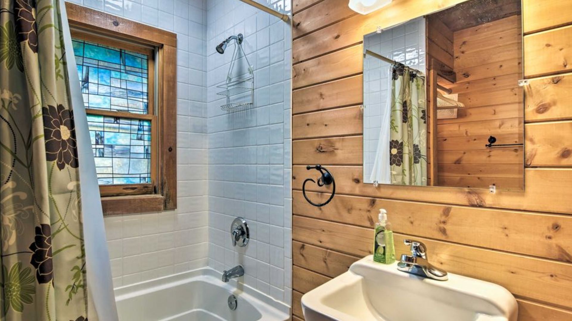 wood siding in the bathroom