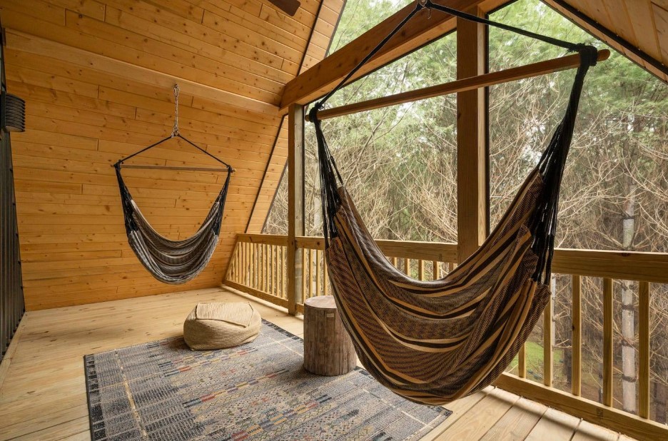 balcony with hammock chairs