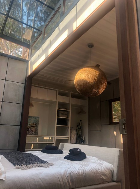 bedroom with a ceiling window