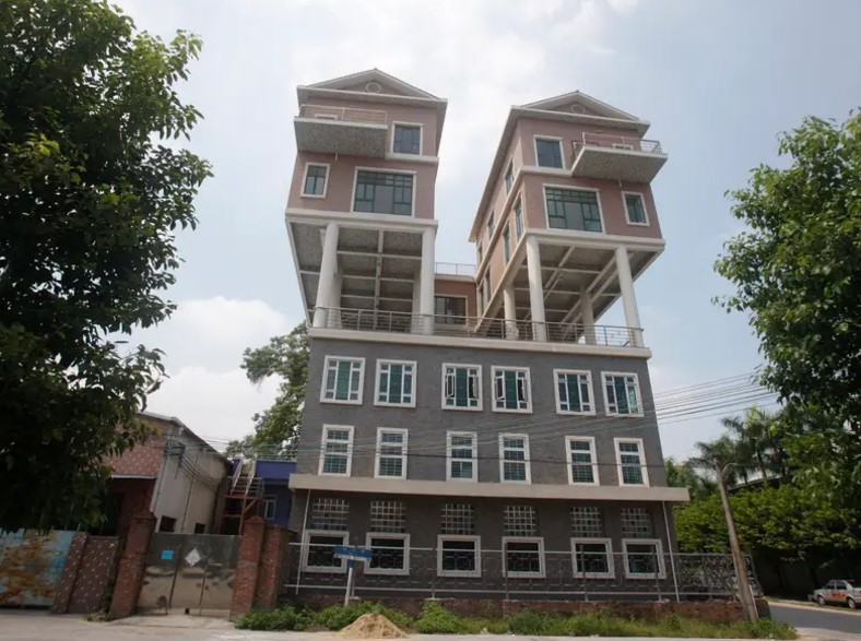 exterior of a house built on another house