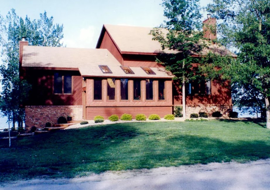 home with red exterior and windows back to back