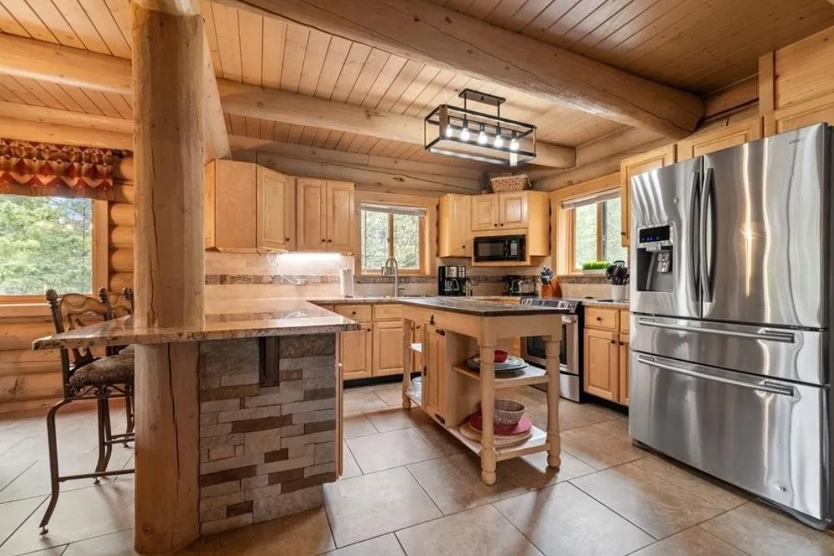 kitchen with wooden cabinets and an island