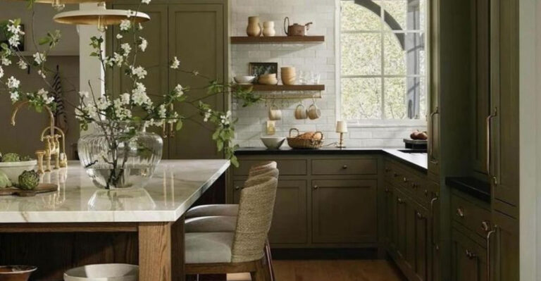 rustic olive green kitchen