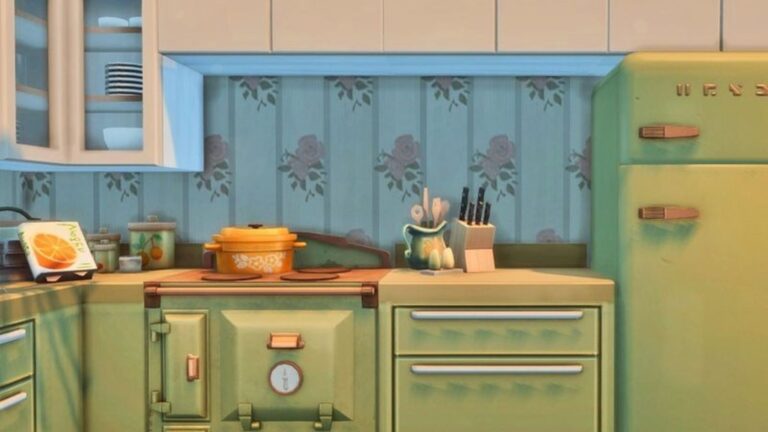 kitchen with green cabinets