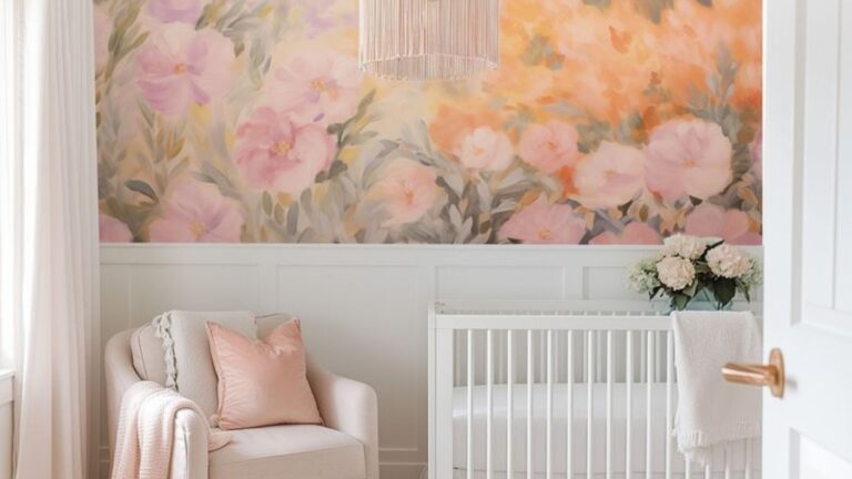 baby room with a floral wallpaper