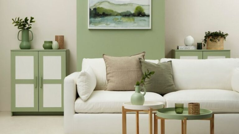 green and white living room