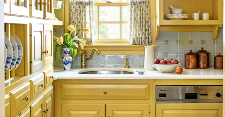 kitchen with yellow cabinets