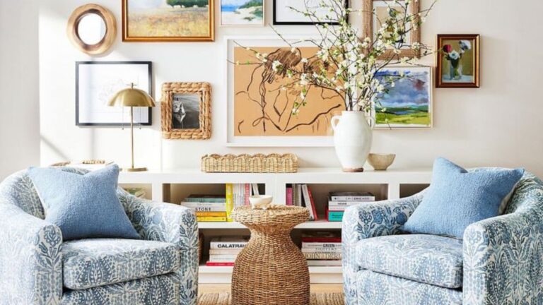 living room with a gallery wall