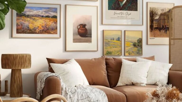 living room with a gallery wall
