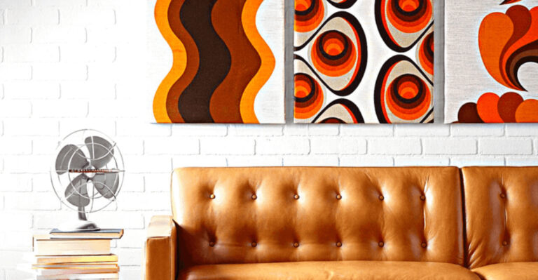 living room with funky art