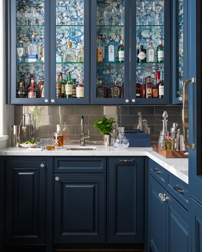 Behind Glass Cabinet Doors