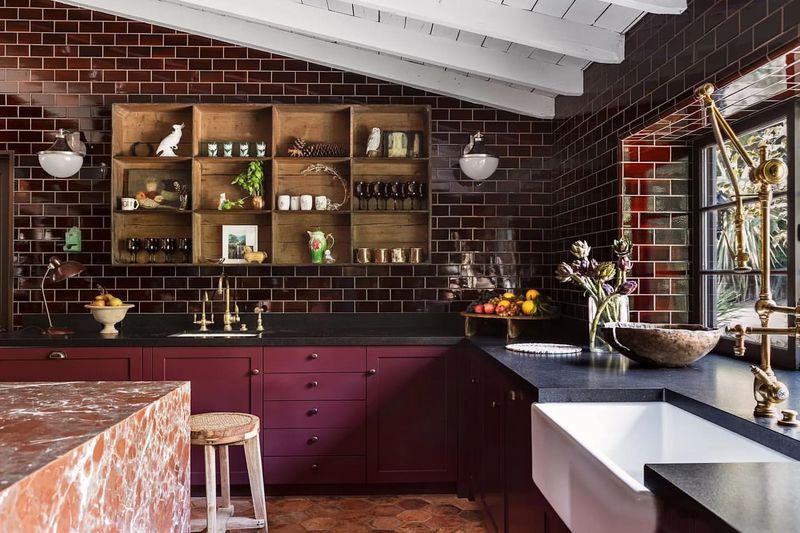 Burgundy Backsplash