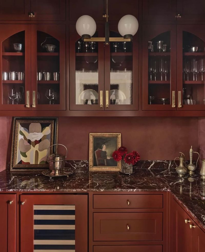 Burgundy Glass Cabinets