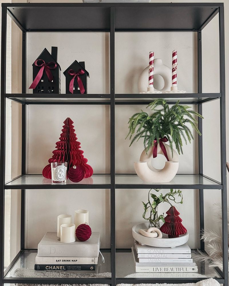 Burgundy Shelf Decor