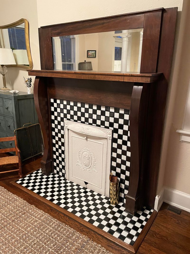 Checkered Fireplace Surround