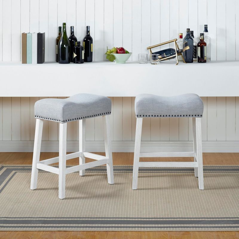 Chic Upholstered Stool Set