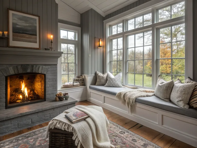 Cozy Gray Nook farmhouse living room