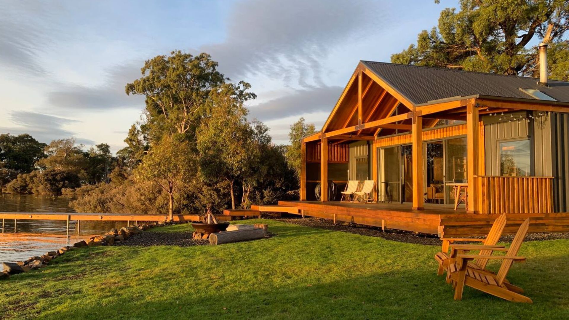 exterior of a waterfront container home