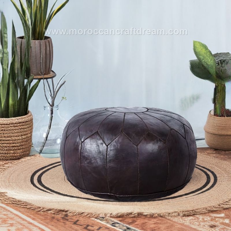 Leather Pouf Ottoman