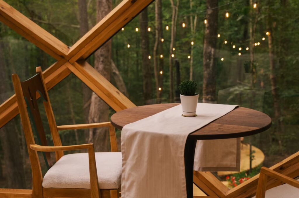 Magical dining area with a view on the forest