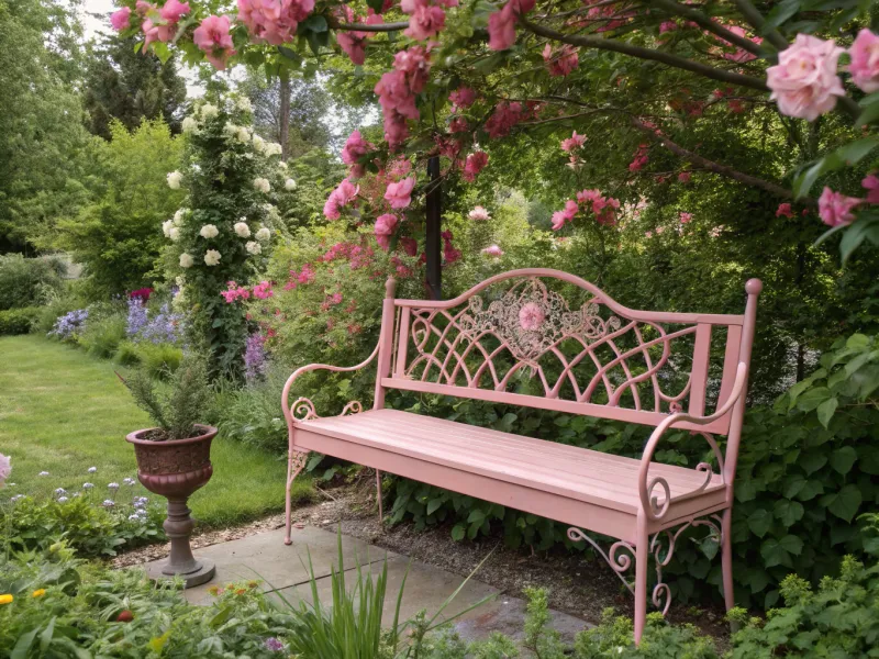 Millennial Pink Garden Bench