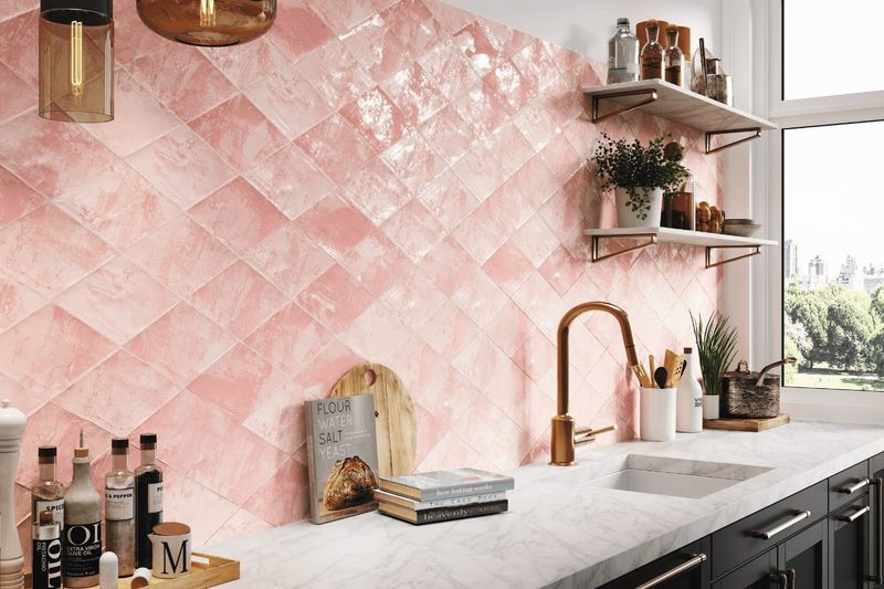 Millennial Pink Kitchen Backsplash