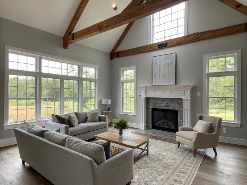 Minimalist Gray farmhouse living room