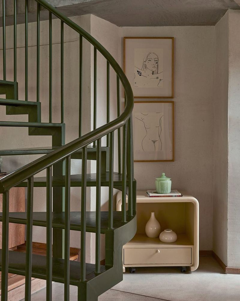 Olive Green Rustic Staircase