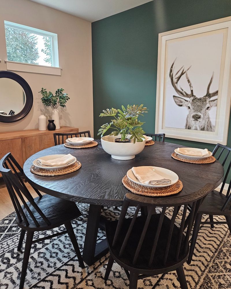 Rustic Olive Green Dining Area