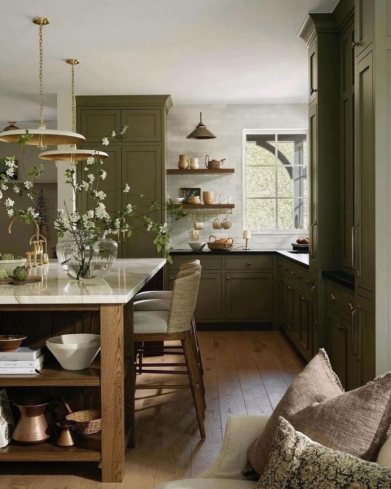 Rustic Olive Green Kitchen