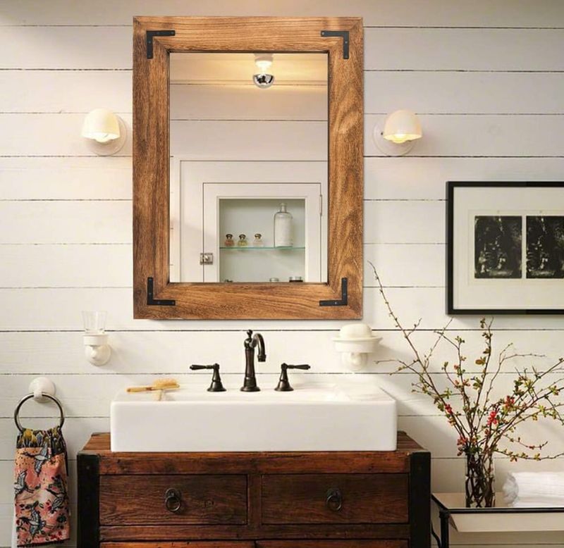 Rustic Wood Framed Mirror