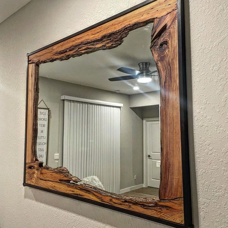 Rustic Wooden Frame Mirror