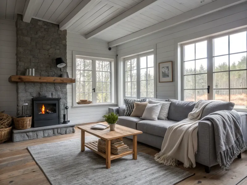 Sleek Scandinavian Style farmhouse living room